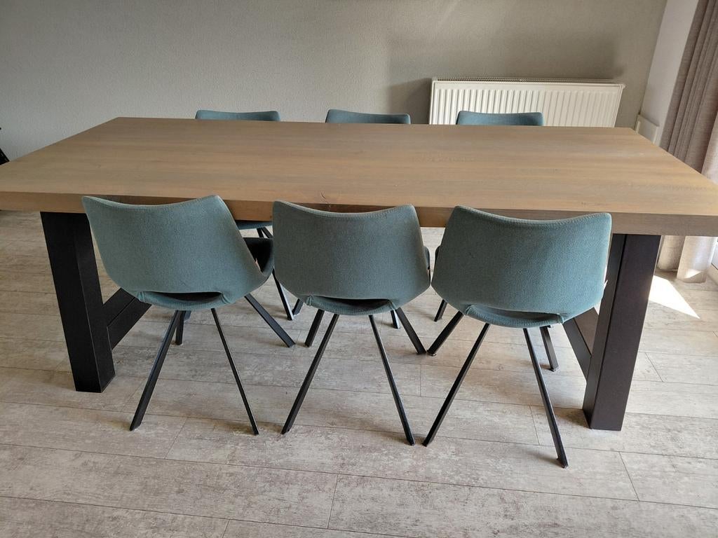 Eetkamertafel 220x100 en 6cm dik, Ophalen, 200 cm of meer, 50 tot 100 cm, Zo goed als nieuw