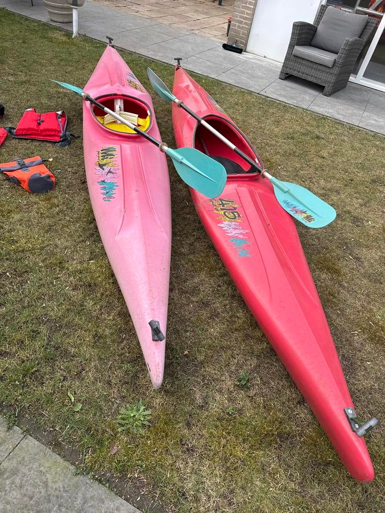 Twee kajaks met complete uitrusting, Ophalen, Gebruikt, 1-persoons