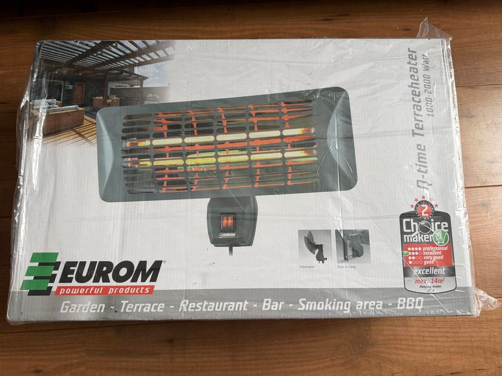 Eurom Q-time Terrasverwarmer 1000-2000W Nieuw in doos, Draaibaar, Nieuw, Wand, Ophalen