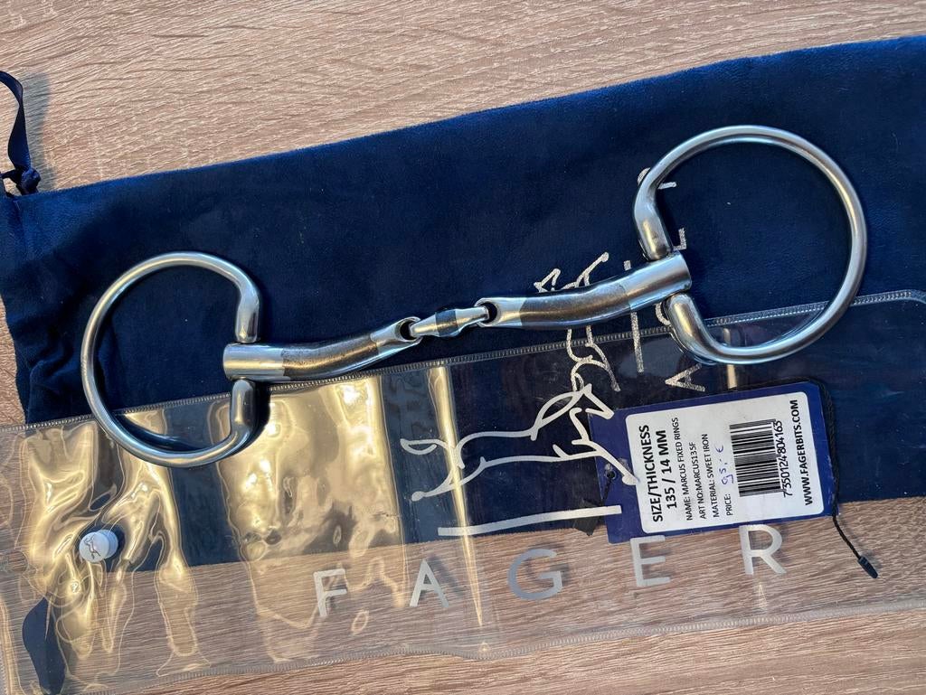 Fager bit Marcus 13,5 cm. Sweet iron fixed rings, Ophalen of Verzenden, Dressuur