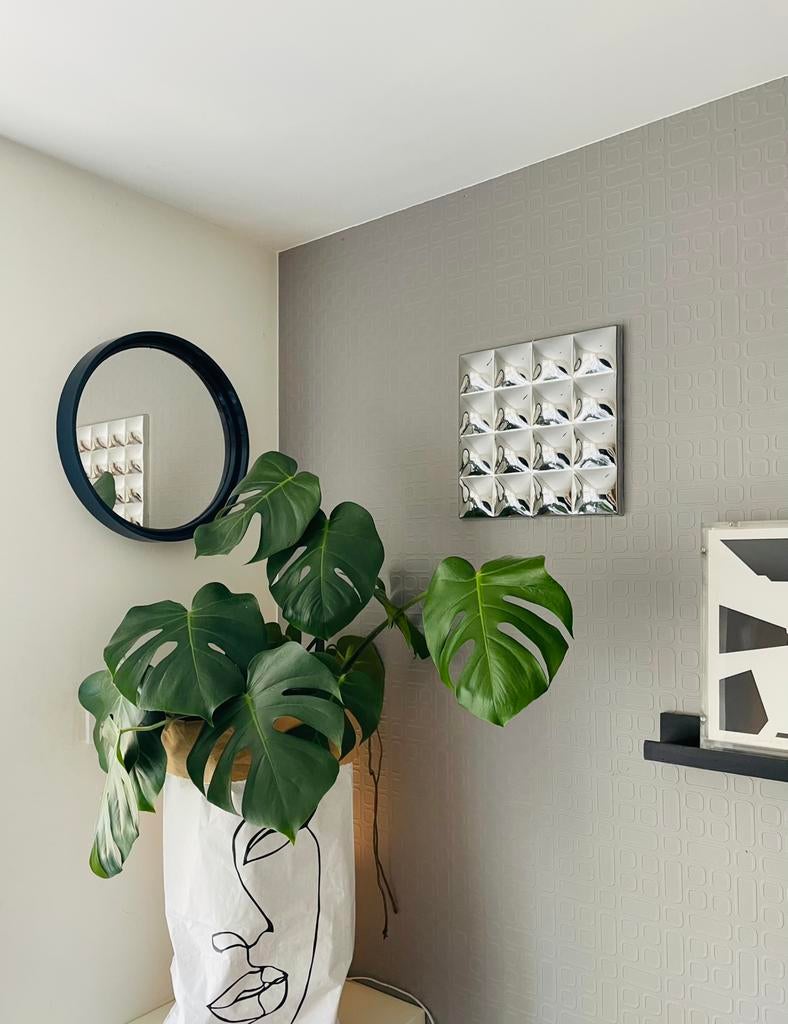 1970’s Space Age Ronde Spiegel, Huis en Inrichting, Woonaccessoires | Spiegels, Minder dan 50 cm, Gebruikt, Rond, Ophalen of Verzenden