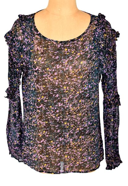 MbyM blouse, blousetop, top, zwart/paars, Mt. S, Verzenden, Paars, Zo goed als nieuw, Maat 36 (S)