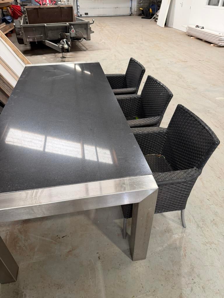 Tuin tafel met 6 stoelen, Ophalen, Rechthoekig, Rvs