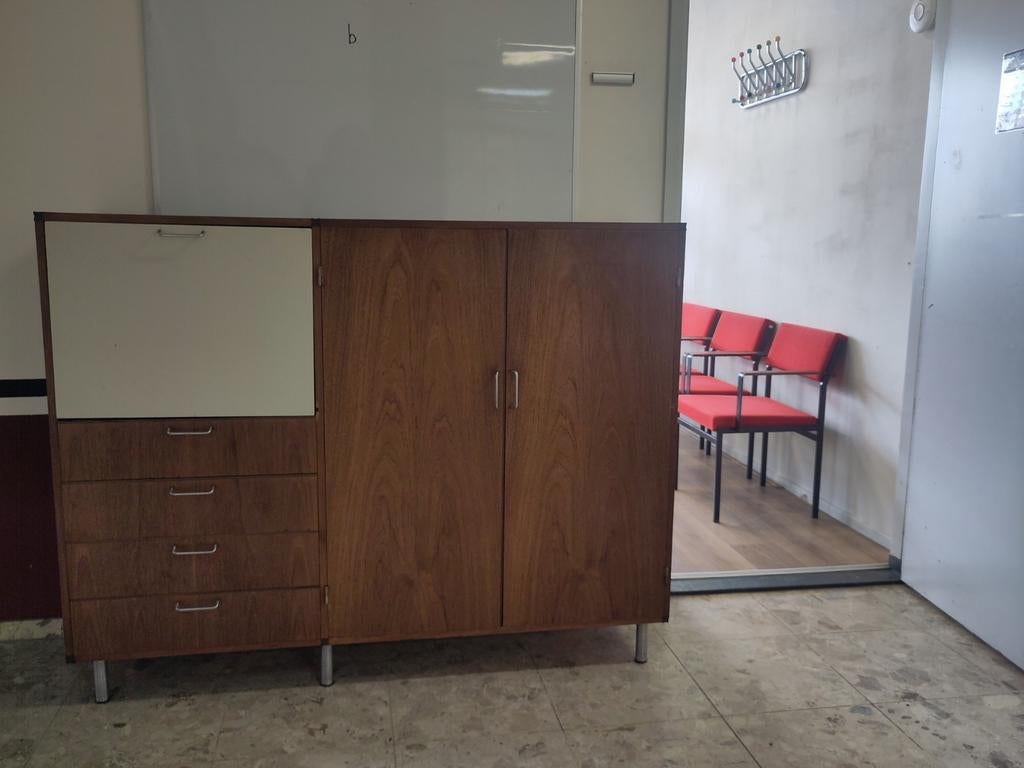 Vintage Pastoe kast CT71 Made to Measure wandkast hout teak, Ophalen, Gebruikt, ., 100 tot 150 cm