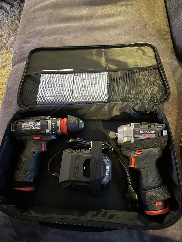 Parkside 12V boormachine en slagmoersleutel set, Doe-het-zelf en Verbouw, Variabele snelheid, Nieuw, Ophalen of Verzenden, Boor- en Schroefmachine