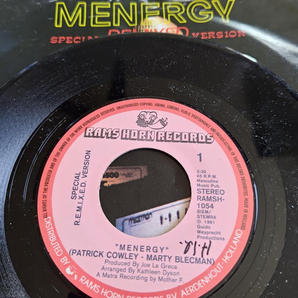 Patrick Cowley - Menergy (Special Remixed Version) 7 inch, Ophalen of Verzenden, 7 inch