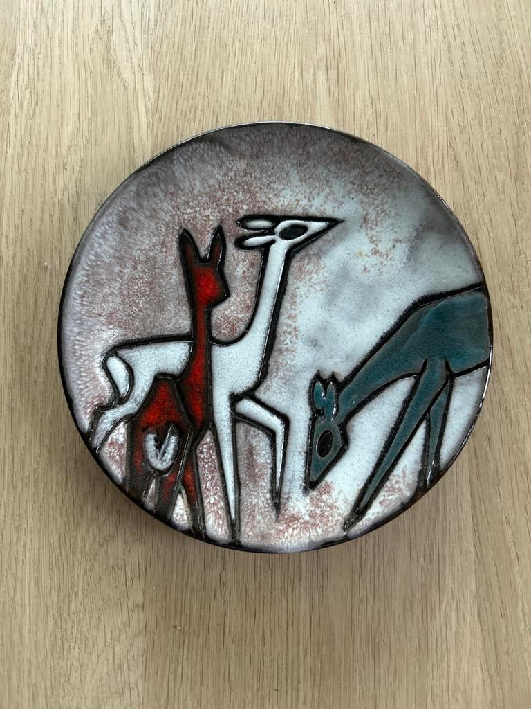 Ruscha wandbordje met hertjes, Ophalen of Verzenden