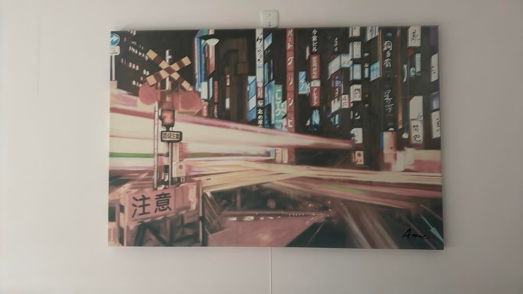 Schilderij Japanse straat 100x150 cm, Ophalen