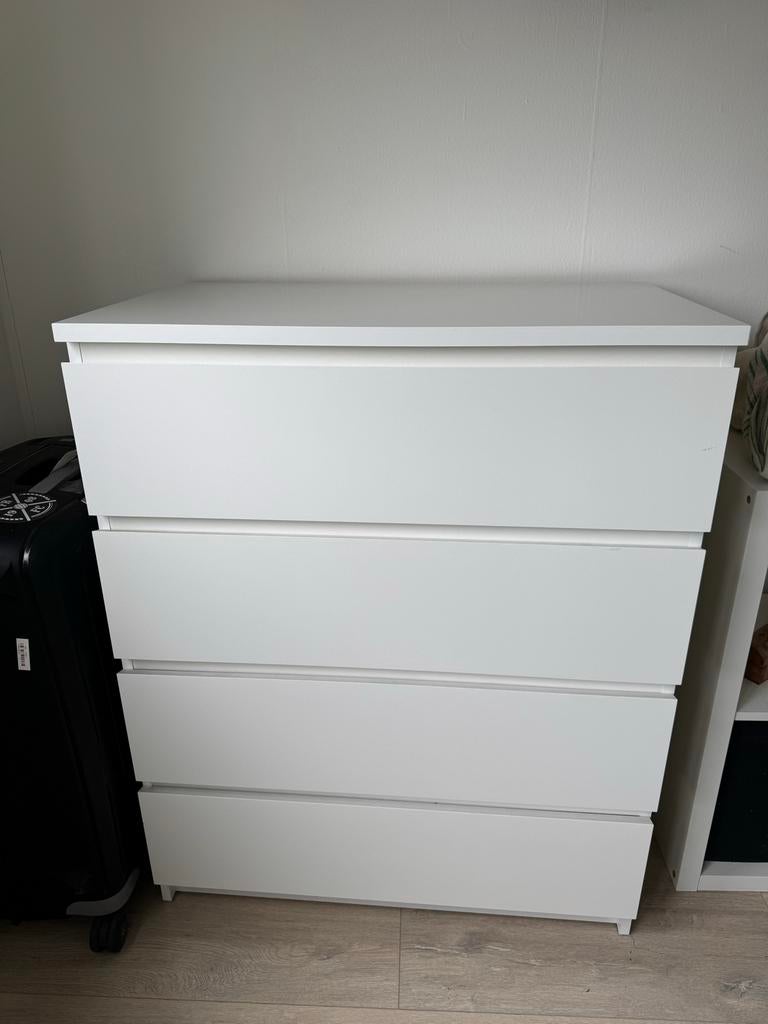 IKEA MALM Ladekast wit, 4 lades, 80x100 cm, Ophalen, 100 tot 150 cm, 50 tot 100 cm, Zo goed als nieuw