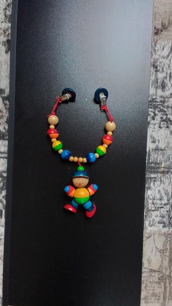 Vintage wagenspanner met houten kralen en een poppetje, Ophalen of Verzenden, Zo goed als nieuw, Overige typen