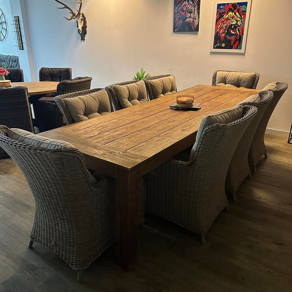 XL Mondial Tuinset – 8 stoelen – robuuste tafel — 3m bij 1m, Zenq, Verzenden, ., Zo goed als nieuw