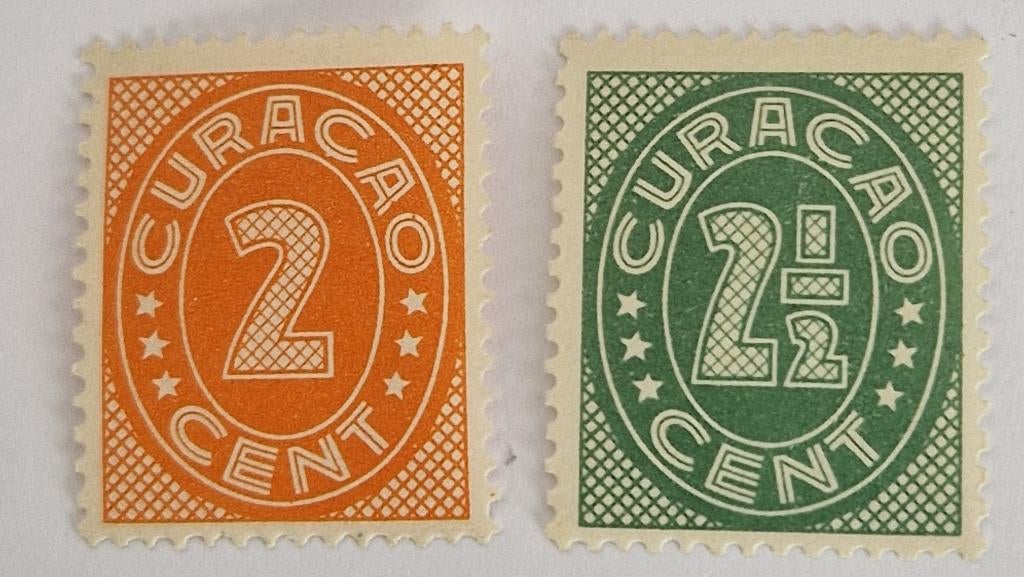 Curaçao 1936 - nvph 123+124 - Cijfer-Type 'Vossen' 2 van 5, Postzegels en Munten, Verzenden, Postfris