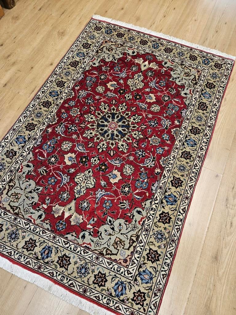 Vintage handgeknoopt perzisch tapijt tabriz 50raj 164x103, Info@SlatsAntiek.nl, 100 tot 150 cm, Perzisch, Ophalen of Verzenden