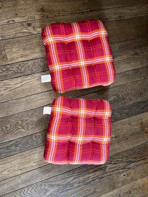 J37-2 geruite kussentjes 40x40cm (voor op tuinstoel), Tuin en Terras, Tuinmeubel-accessoires, Ophalen of Verzenden, Gebruikt