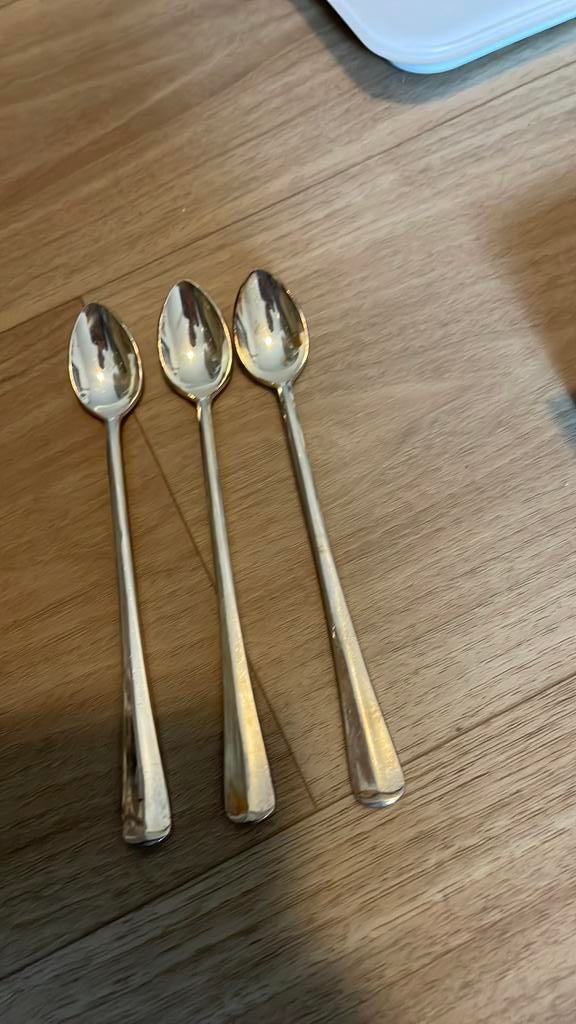 Verzilverde longdrinklepels Sola Haags lofje, Huis en Inrichting, Keuken | Bestek, Ophalen of Verzenden, Zo goed als nieuw, Zilver