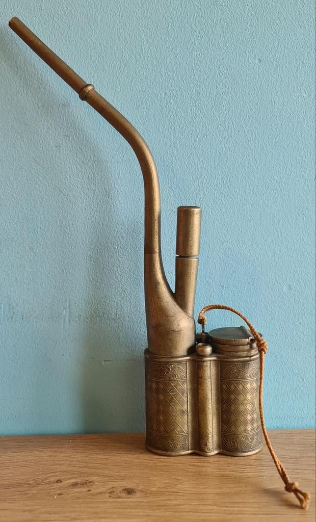 Antieke Chinese Opium Pijp - Messing met Gravures, Verzenden