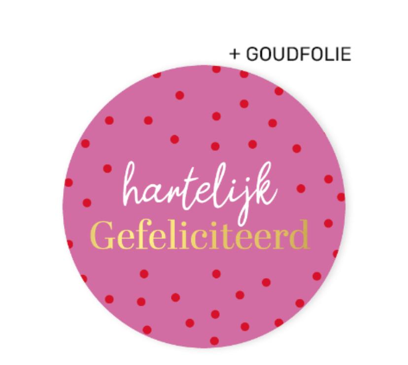 Sluitstickers Hartelijk Gefeliciteerd! Dots - 5 stuks, Hobby en Vrije tijd, Ophalen of Verzenden, Nieuw, Meerdere stickers