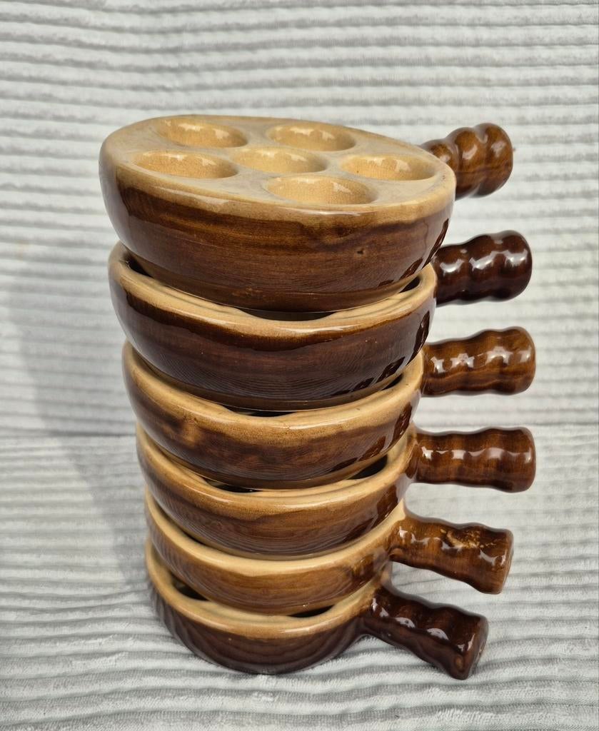 Zes originele escargotschalen France, slakken schaaltjes, Keramiek, Ophalen of Verzenden, Overige stijlen, Schaal of Schalen