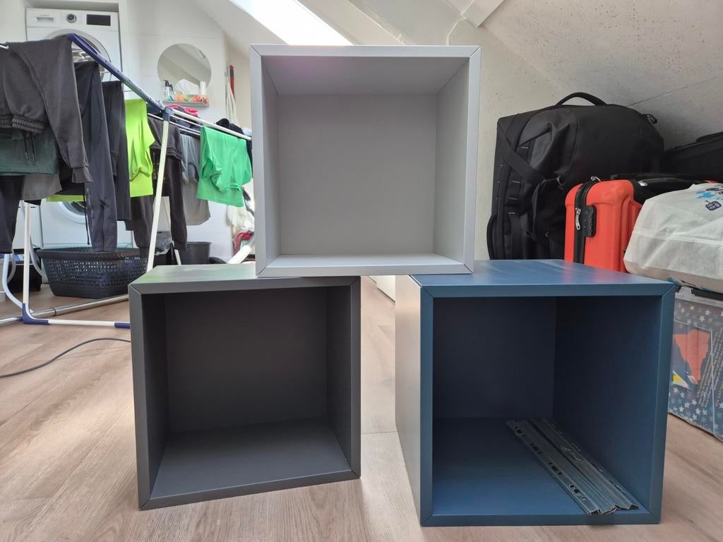 3x Eket Ikea kasten met bevestigingsrail, Ophalen of Verzenden