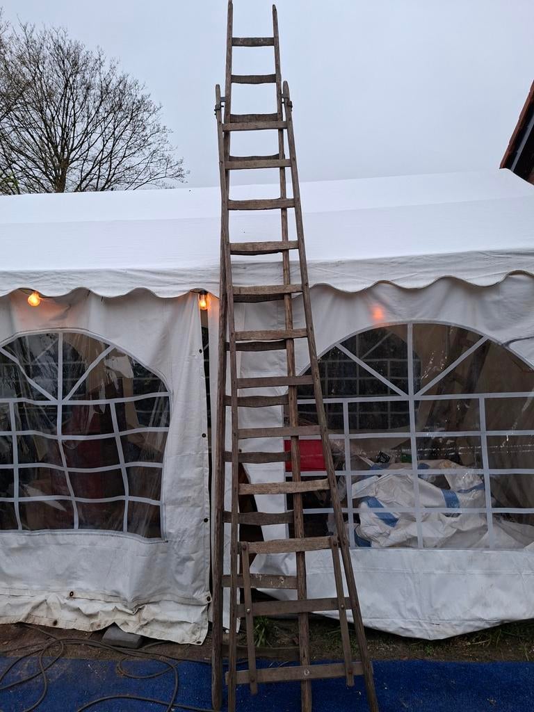 2 retro houten ladders 330 & 380, Ophalen of Verzenden