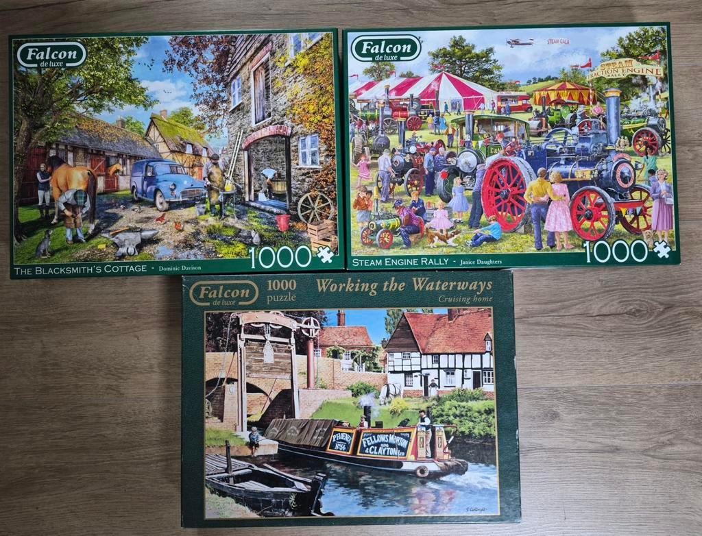 Falcon Puzzels - 3x 1000 stukjes, Hobby en Vrije tijd, Ophalen, 500 t/m 1500 stukjes, Gebruikt, Legpuzzel