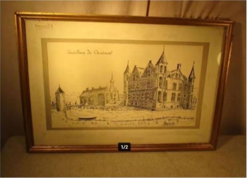 Mooie Tekening 'Castellum de Oostmalle' - Gesigneerd, Ophalen of Verzenden