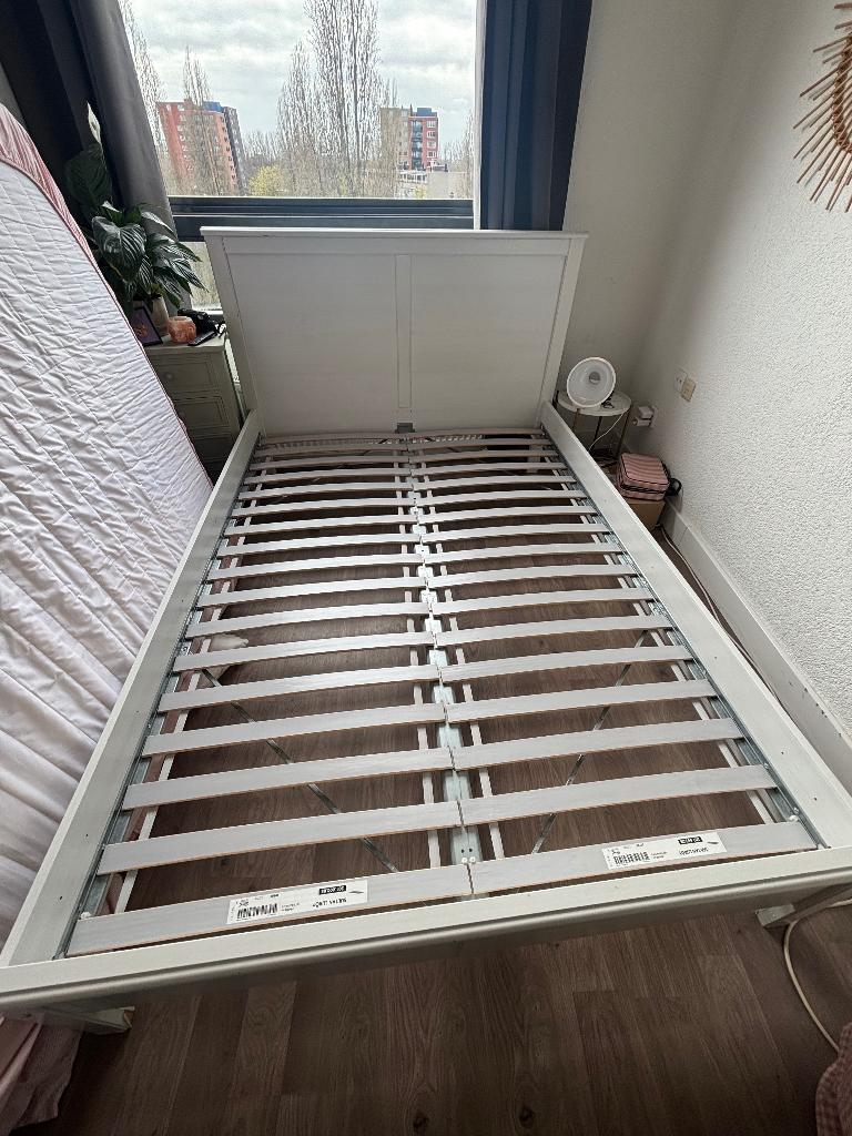 Bed Ikea 140x200, Ophalen, Wit, Tweepersoons, 140 cm