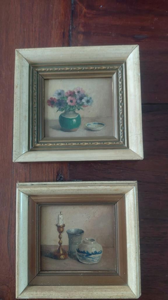 Olieverf schilderijtjes in lijst, Antiek en Kunst, Ophalen of Verzenden