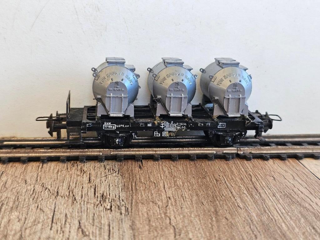 Modeltrein trix-express geheel metalen containerwagen 3459, Hobby en Vrije tijd, Modeltreinen | H0, Gelijkstroom, Trix, Wagon
