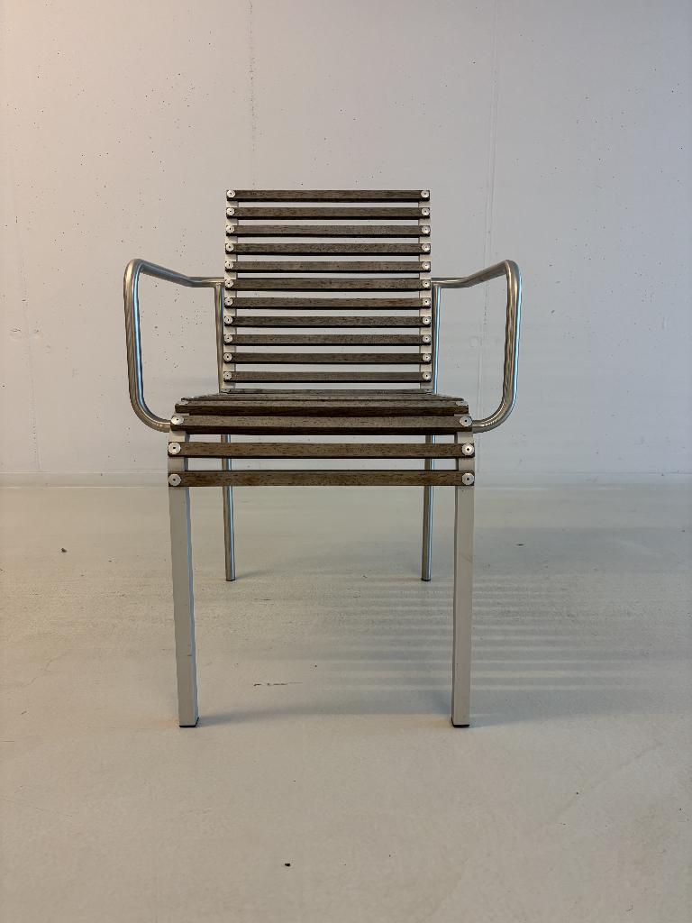 4x Extremis Extempore tuinstoelen incl. vilten kussens, Ophalen, Gebruikt, Rvs, Stoel