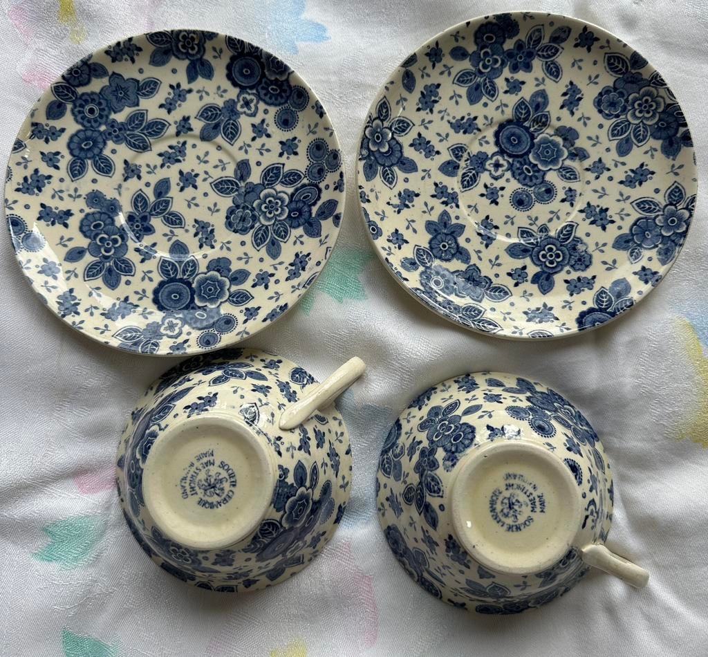 Beatrix blauw theekoppen 2x, Ophalen of Verzenden