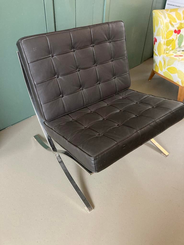 Barcelona chair stoel + voetenbank, Mies der Rohe replica, Ophalen, Gebruikt, Leer, Bauhaus; modern; klassiek