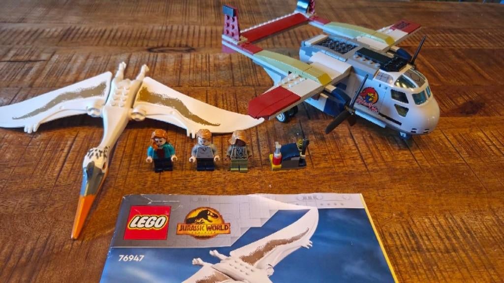 Lego jurassic world 76947 quetzalcoatlus plane ambush, Gebruikt, Jurassic World, Lego, Ophalen of Verzenden