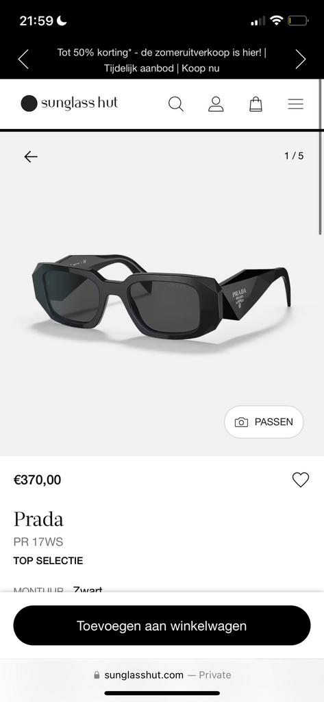 Prada Glasses, Ophalen of Verzenden, Zo goed als nieuw, Zwart, Overige merken