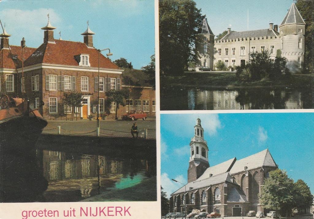 NIJKERK Gemeentehuis Kasteel De Salentein Kerk Groeten, Verzenden, 1960 tot 1980, Ongelopen, Gelderland