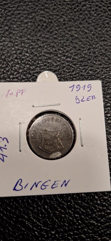 Duits notgeld 10 pfennig 1919 Bingen ijzer, Ophalen of Verzenden, Duitsland