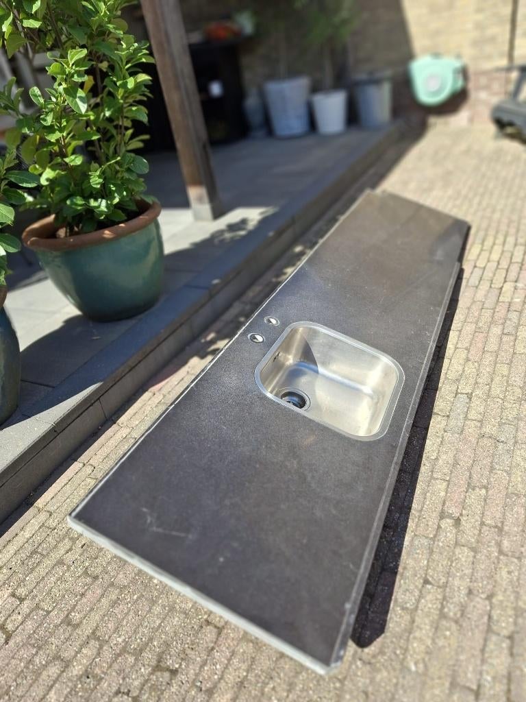 Granieten aanrechtblad, Ophalen, Gebruikt, Zwart, 200 cm of meer