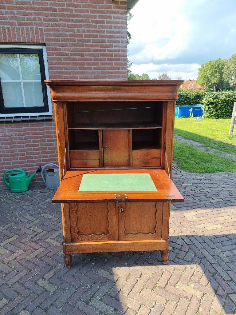 Prachtige Antieke Eiken Biedermeier Secretaire, Antiek en Kunst, Ophalen