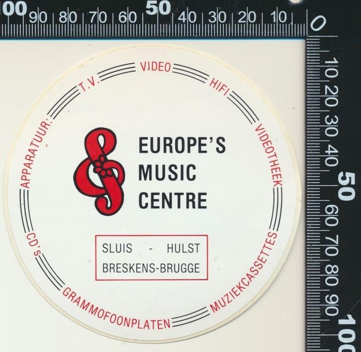 Sticker: Europes Music Centre - Sluis - Hulst - Breskens, Ophalen of Verzenden, Zo goed als nieuw, Bedrijf of Vereniging