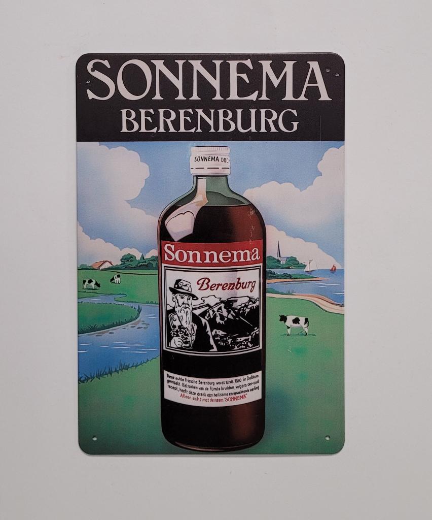 Sonnema Berenburg fles reclamebord van metaal wandbord deco, Verzamelen, Reclamebord, Info@deconoord.nl, Deco Noord, Nieuw