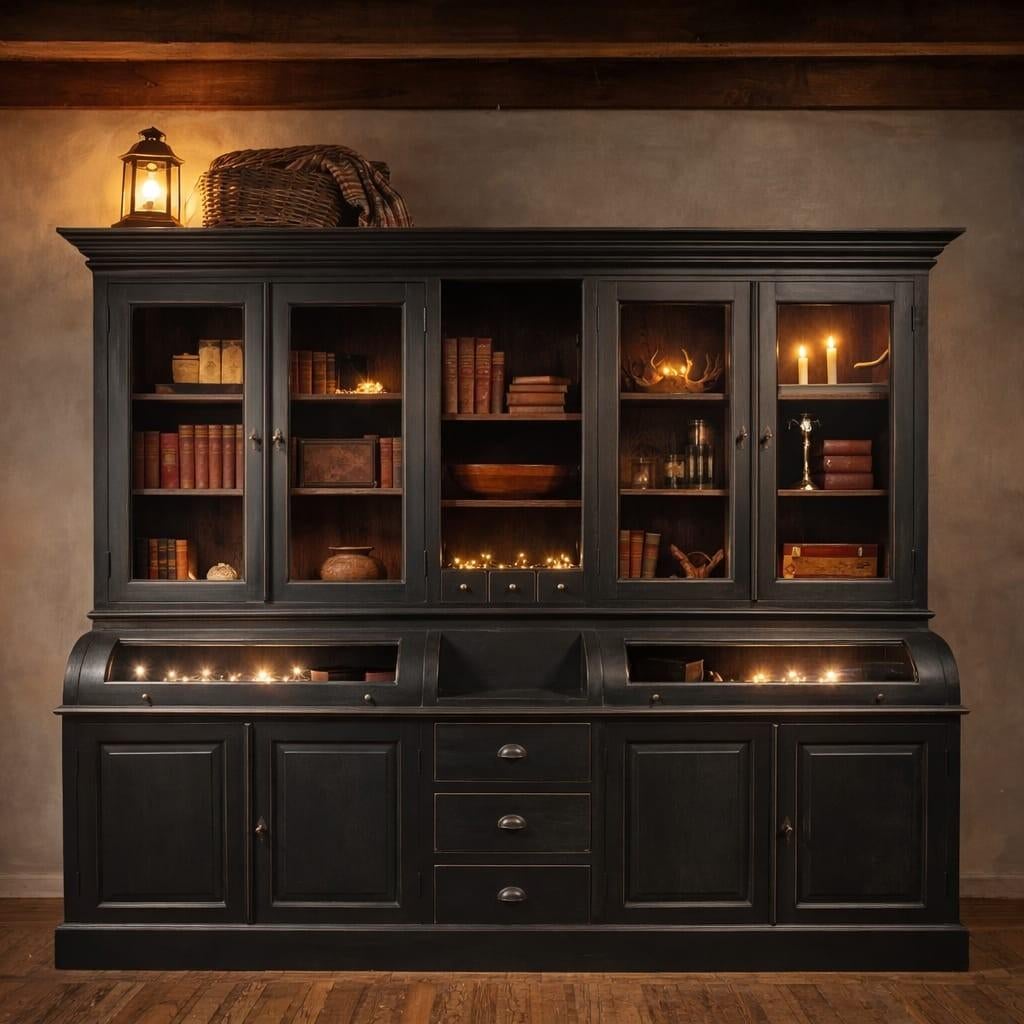 Mat Zwarte Grutterskast Apothekerskast Teak XXL Landelijk, Huis en Inrichting, Kasten | Buffetkasten, Gebruikt, 200 cm of meer