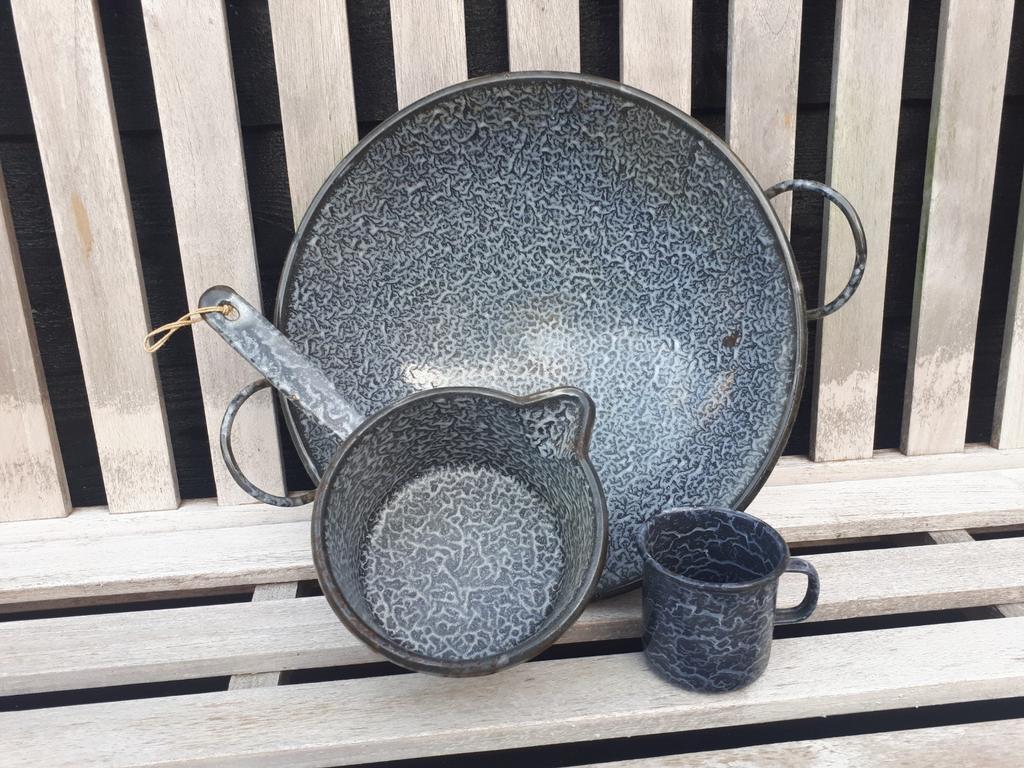 Emaille wok/steelpan/beker, Ophalen