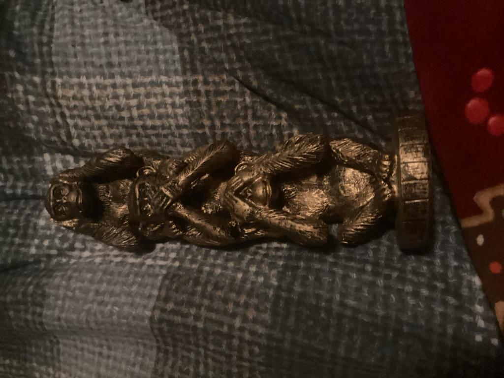 Horen Zien Zwijgen Apen Beeld Goud Zwart Decoratie, Verzamelen, Ophalen of Verzenden, Zo goed als nieuw, Dier