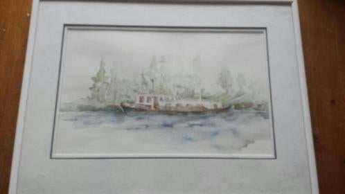 aquarel binnenvaartschip jacht Gerda van der Sterren Jacobs., Antiek en Kunst, Kunst | Schilderijen | Klassiek, Ophalen