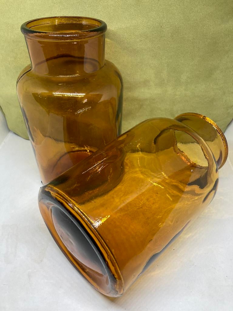 Vintage apothekerspot, vaas,  bruin glas (070322), Antiek en Kunst, Ophalen of Verzenden