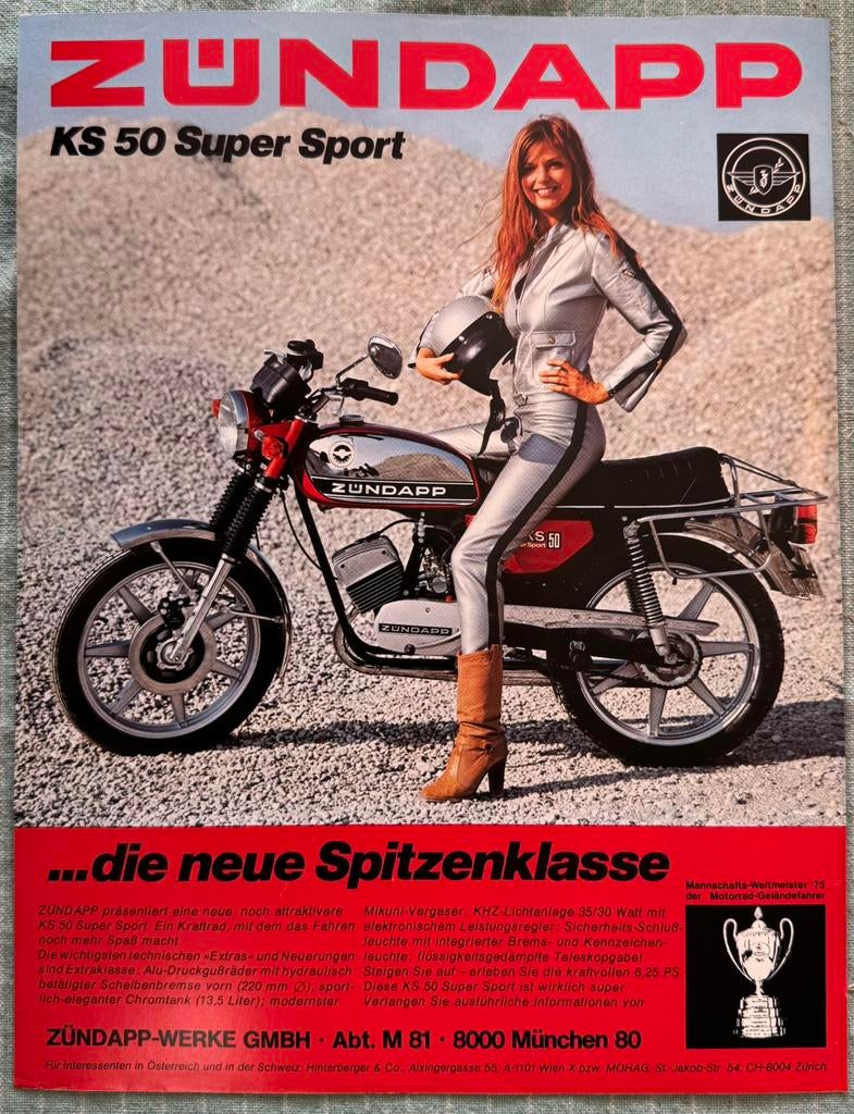 Advertentie 1976 Zündapp KS50 Super Sport, Verzenden, Zo goed als nieuw, Motoren