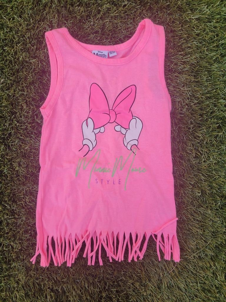 Minnie Mouse roze topje met franjes - Maat 98/104, Ophalen of Verzenden, Zo goed als nieuw, Meisje