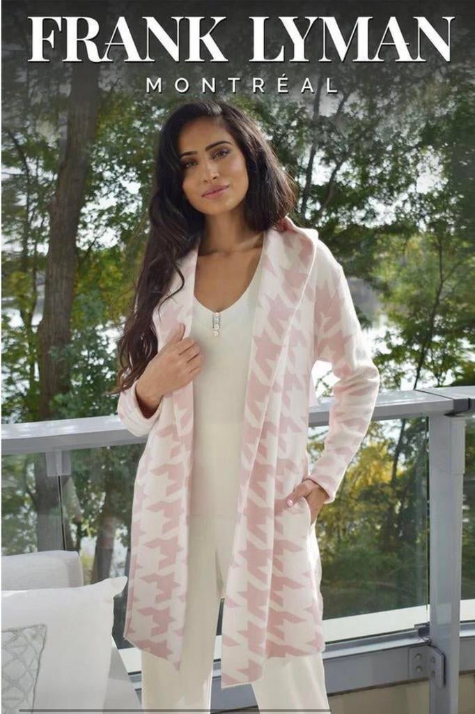 Frank Lyman vest- jasje roze wit pied de poule capuchon L, Verzenden, Zo goed als nieuw, Maat 42/44 (L), Overige kleuren