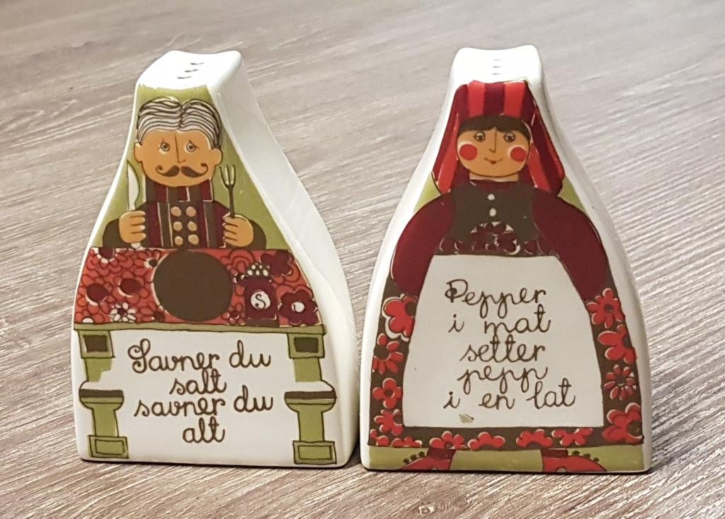 Figgjo Flint Folklore peper en zout stel, Gebruikt, Overige typen, Ophalen of Verzenden, Overige stijlen
