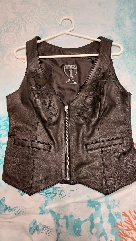 Leren hesje met bloemenprint - Maat 36, Zwart, Highway 1, Ophalen of Verzenden, Zo goed als nieuw